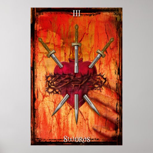 3 Schwerter Tarot Print Poster (Vorne)