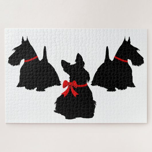 3 Scottish Terrier Black Silhouette/1014 Stück Puzzle (Horizontal)