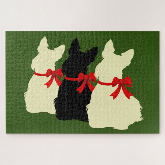 3 Scottish Terrier Black Silhouette/1014 Stück Puzzle (Horizontal)