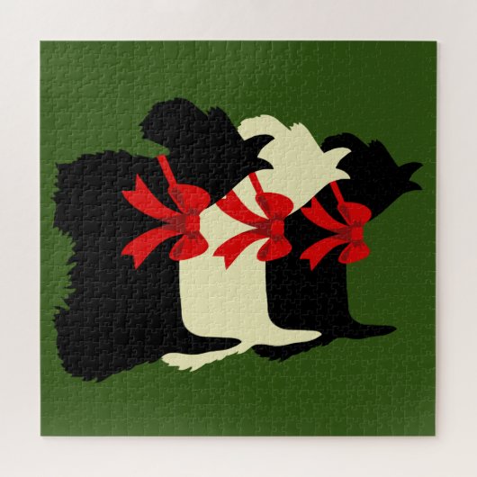 3 Scottish Terrier Black Silhouette/1014 Stück Puzzle (Horizontal)