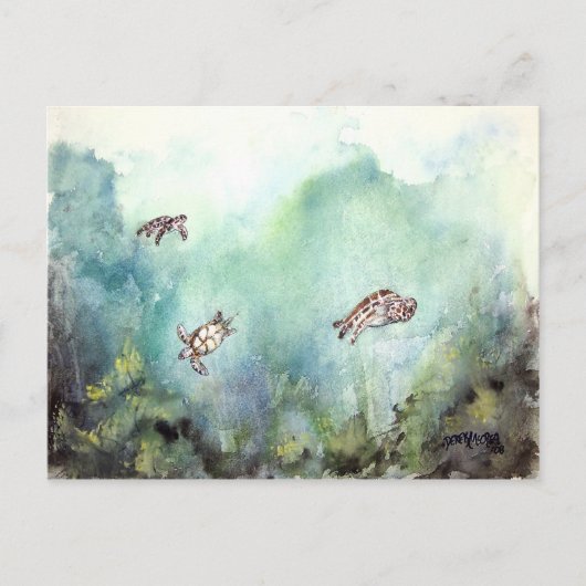 3_sea_turtles_painting postkarte (Vorderseite)