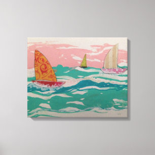 3 Segelboote auf dem Wasser - Mixed Media Kunst Leinwanddruck