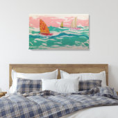 3 Segelboote auf Wasser - Mixed Media Art Leinwanddruck (Insitu (Schlafzimmer))