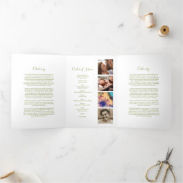 3 Seite Beerdigungsauftrag | Memorial Dreifach Gefaltete Einladung