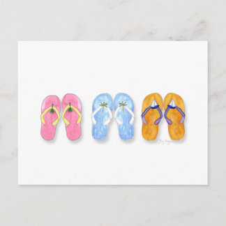 3 Seiten der Flip-Flops-Postkarte Postkarte