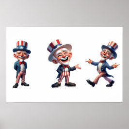 3 Senioren in der Kleidung von Uncle Sam Poster