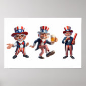 3 Senioren in der Kleidung von Uncle Sam Poster (Vorne)