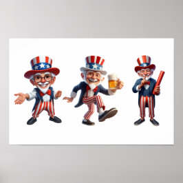 3 Senioren in der Kleidung von Uncle Sam Poster