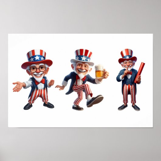 3 Senioren in der Kleidung von Uncle Sam Poster (Vorne)