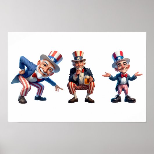 3 Senioren in der Kleidung von Uncle Sam Poster (Vorne)
