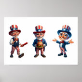 3 Senioren in der Kleidung von Uncle Sam Poster (Vorne)