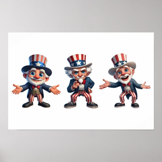 3 Senioren in der Kleidung von Uncle Sam Poster (Vorne)