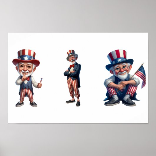 3 Senioren in der Kleidung von Uncle Sam Poster (Vorne)