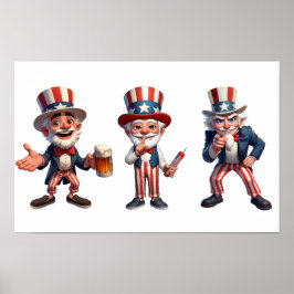 3 Senioren in der Kleidung von Uncle Sam Poster