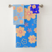 3 Set Blauer Orangefarbene Muster Badetücher (Insitu)