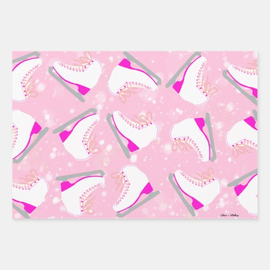 3 SET Personalisiertes Eis Skaten-Muster rosa Gesc Geschenkpapier Set (Vorderseite)