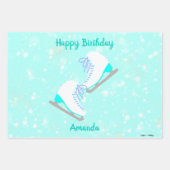 3 SET Personalisiertes Eis Skaten Patterns Blue Gi Geschenkpapier Set (Vorderseite 3)