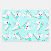 3 SET Personalisiertes Eis Skaten Patterns Blue Gi Geschenkpapier Set (Vorderseite 2)