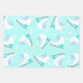 3 SET Personalisiertes Eis Skaten Patterns Blue Gi Geschenkpapier Set (Vorderseite)