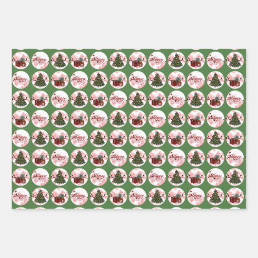 3 Set Wrapping Holiday Wrapping Paper Geschenkpapier Set (Vorderseite 2)