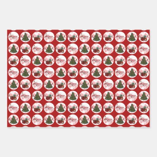 3 Set Wrapping Holiday Wrapping Paper Geschenkpapier Set (Vorderseite)