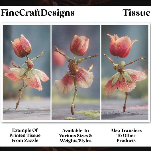 3 Shabby Chic Blume Dancers, Rose DJ6L Decoupage Seidenpapier