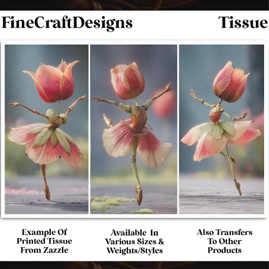 3 Shabby Chic Blume Dancers, Rose DJ6R Decoupage Seidenpapier