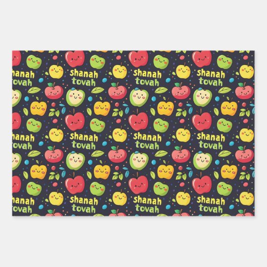 3 Shanah Tovah-Umhüllungsblätter Geschenkpapier Set (Vorderseite 3)