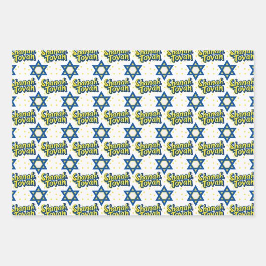 3 Shanah Tovah-Umhüllungsblätter Geschenkpapier Set (Vorderseite)