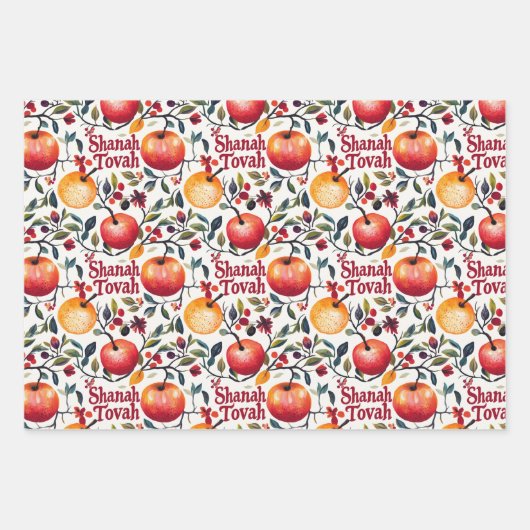 3 Shanah Tovah-Umhüllungsblätter Geschenkpapier Set (Vorderseite 3)