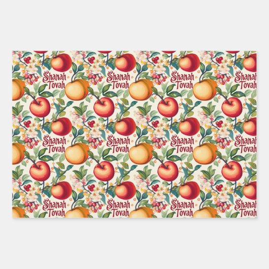 3 Shanah Tovah Wrappi g Sheets Geschenkpapier Set (Vorderseite 3)