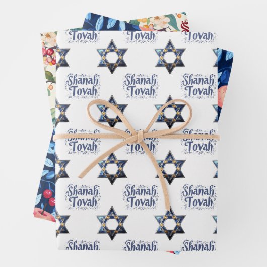 3 Shanah Tovah Wrappi g Sheets Geschenkpapier Set (Beispiel)