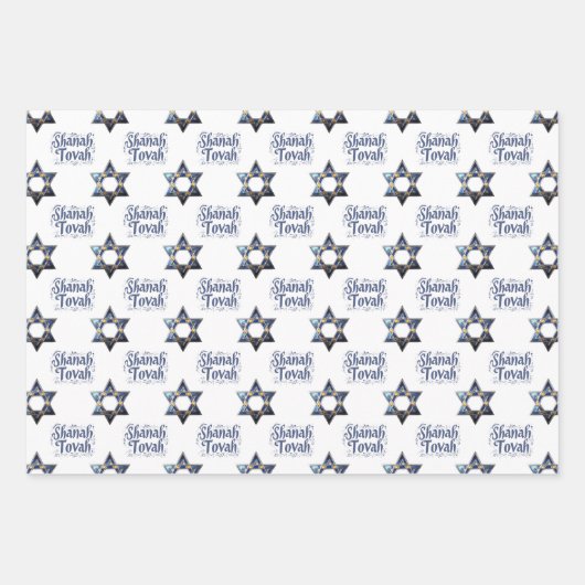 3 Shanah Tovah Wrappi g Sheets Geschenkpapier Set (Vorderseite)