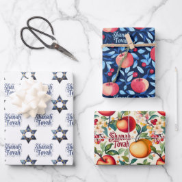 3 Shanah Tovah Wrappi g Sheets Geschenkpapier Set