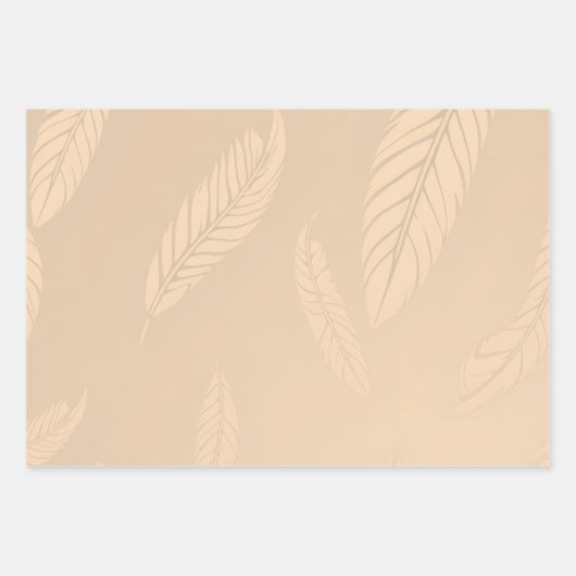 3 Sheet Feather & Flower Wrapping Paper Geschenkpapier Set (Vorderseite)