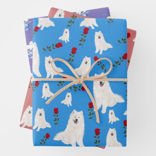 3 Sheet Samoyed Design Geschenkgutschrift Set Geschenkpapier Set (Beispiel)