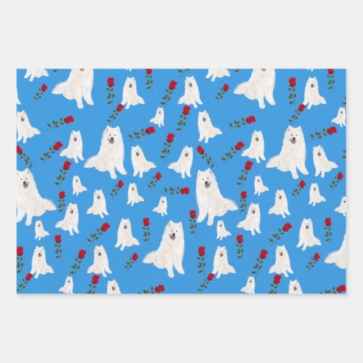 3 Sheet Samoyed Design Geschenkgutschrift Set Geschenkpapier Set (Vorderseite)