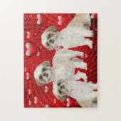 3 Shih Tzu Welpen mit Herz-Hintergrund Puzzle (Vertikal)