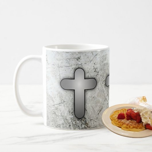3 silberne Kreuze Silber und Weiß Kaffeetasse