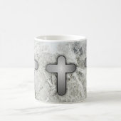 3 silberne Kreuze Silber und Weiß Kaffeetasse (Mittel)