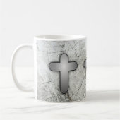 3 silberne Kreuze Silber und Weiß Kaffeetasse (Links)