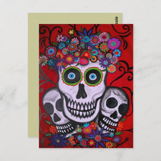 3 SKULLS POSTCARD POSTKARTE (Vorne/Hinten)