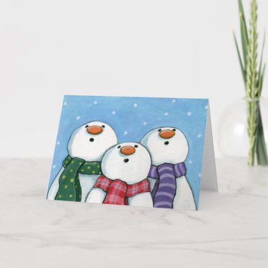 3 Snowmen Grußkarte Feiertagskarte (Vorderseite)