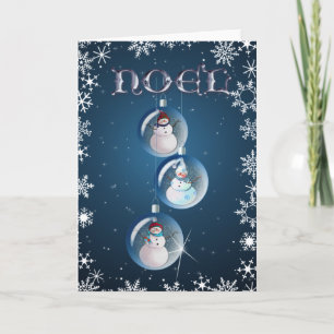 3 SNOWMEN NOEL ORNAMENTS  by SHARON SHARPE Feiertagskarte