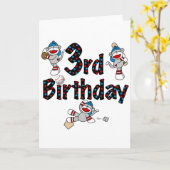 3. Sock Monkey Baseball Geburtstag Karte (Gelbe Blume)