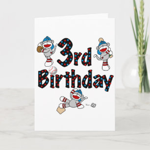 3. Sock Monkey Baseball Geburtstag Karte