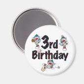 3. Sock Monkey Baseball Geburtstag Magnet (Vorderseite/Rückseite)