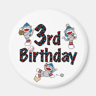 3. Sock Monkey Baseball Geburtstag Magnet