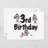 3. Sock Monkey Baseball Geburtstag Postkarte (Vorne/Hinten)