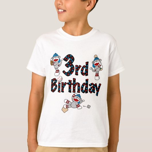 3. Sock Monkey Baseball Geburtstag T-Shirt (Vorderseite)